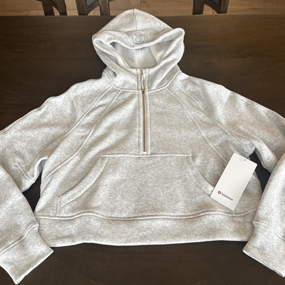 lululemon athletica Tops - Lululemon Scuba Oversized Half-Zip Hoodie Plush Velour Heathered Grey / Gold M/L